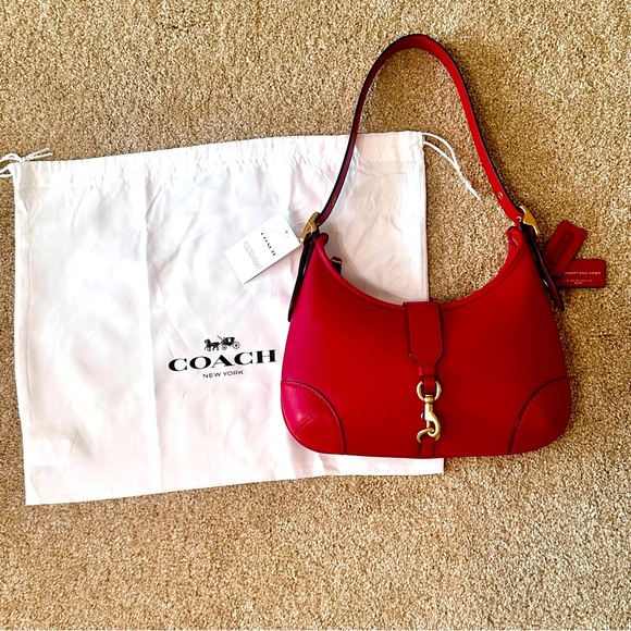 Coach Handbags - New Retail Coach Hamptons Hobo Bag in Ruby with Brass Hardware